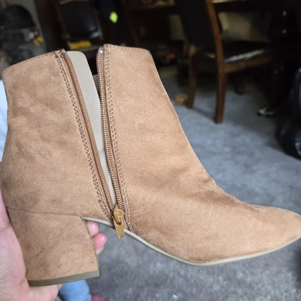 Soda Tan Suede Ankle Booties - Picture 3 of 6
